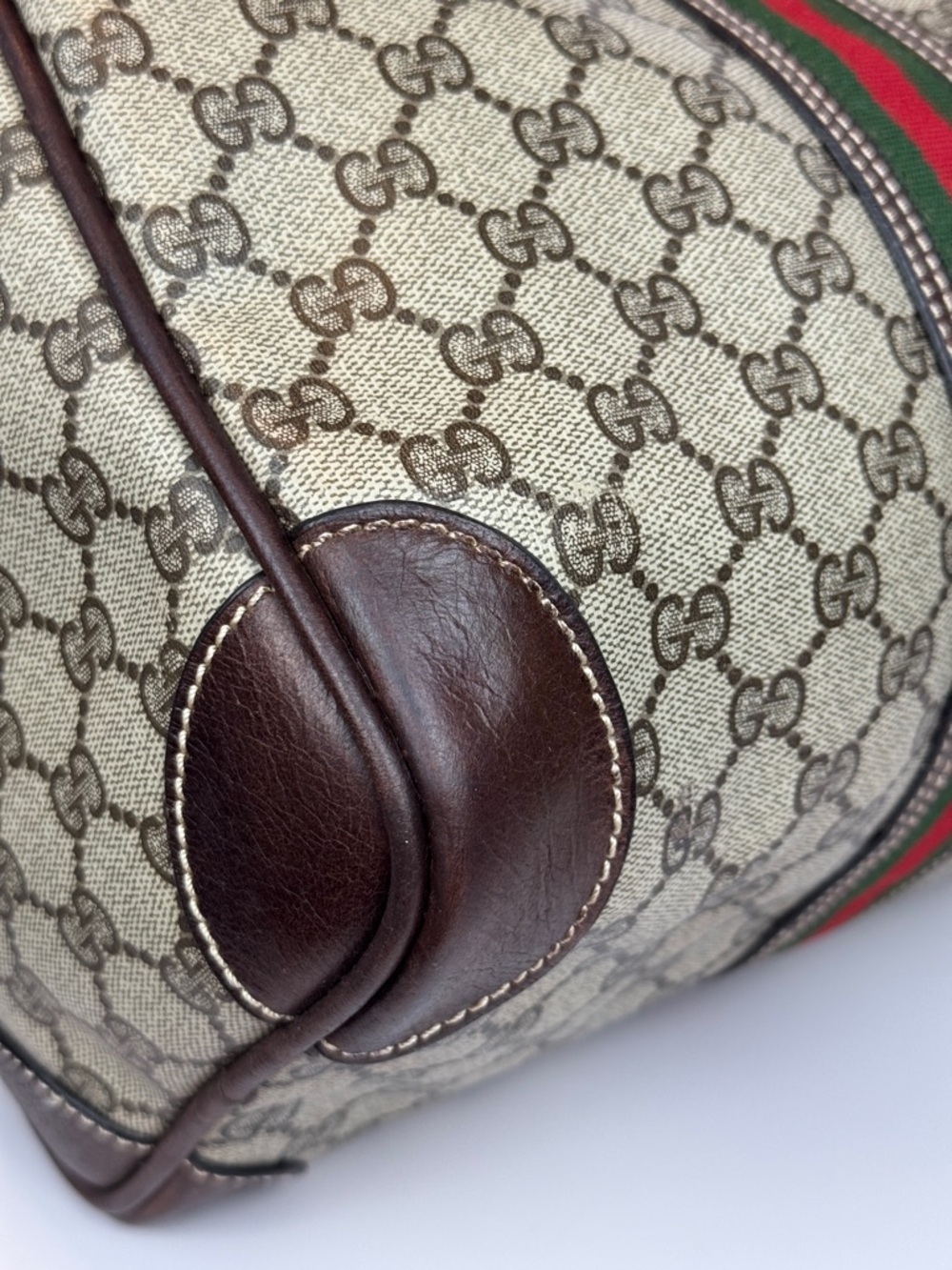 Gucci Green/Brown Web Canvas Duffel Bag - Picture 15 of 16